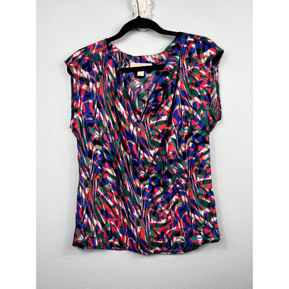 Michael Kors Womens Sleeveless Top Size Medium Cowl Neck Colorful‎